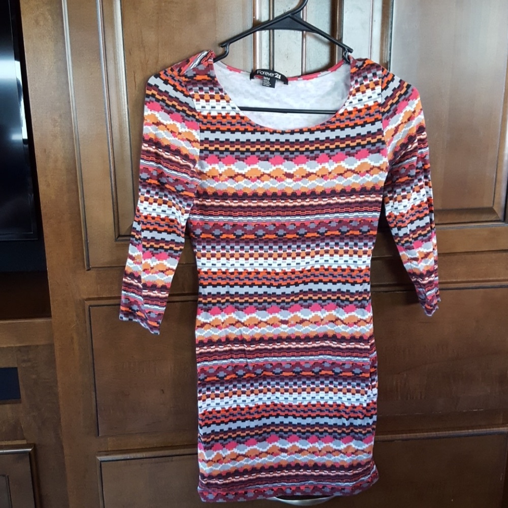3/4 sleeve stretchy cotton dress